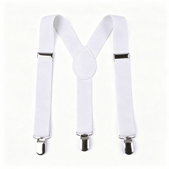 XIBUFE White Child Kids Girls Boys Suspenders Braces,Adjustable Clip on Y-Back Elastic Suspenders with Metal Clips for Boys Girls,For Kids Adjustable-Elastic Y Shape Suspender