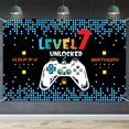 thumbnail image 1 of Hamigar Fondo Baner De Feliz 7º Cumpleaños De 6X4Ft - Nivel 7 Desbloqueado Decoraciones De Cumpleaños Suministros Para Fiestas Para Niños - Azul, 1 of 5