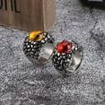 thumbnail image 5 of PAMTIER Men's Stainless Steel Vintage Gothic Punk Domineering Skull Hell Demon Devil Dragon with Red Gemstone Eye Biker Ring Statement Size 7, 5 of 6