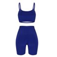 thumbnail image 7 of Women's Workout Set 2 Piece Yoga Outfits High Waist Biker Shorts Leggings Open Back Sports Bra Fitness Gym Clothes Blue, M, 7 of 7