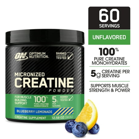 Optimum Nutrition, Micronized Creatine Powder, Blueberry Lemonade 60 Servings