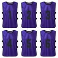 thumbnail image 1 of Tignapoo 6-Pack Adult Reversible Team Vests with Numbers 1-6, Purple - Lightweight and Breathable Sports Gear for Football & Basketball Practice, 1 of 4