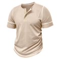 thumbnail image 5 of SWSMCLT Men's Button Henley Shirt Pull On Cotton Elasthane Breathable Spring Regular Fit Tee Comfy Shirt Casual Apricot 3X-Large, 5 of 5