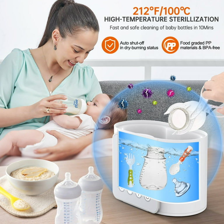 Bottle Warmer For Baby, Double Bottels Milk Warmer 9 in 1 Fast Food Heater  & Defrost BPA-Free with Appointment, LCD Display, Timer & 24H Temperature  Control for Breastmilk & Formula 