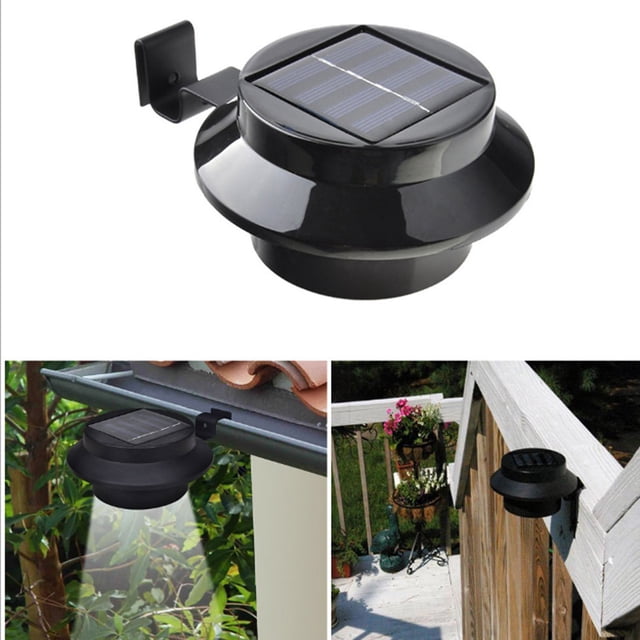 Luces De Canalón Solares, Iluminación Valla Luz Lámparas De Seguridad A Prueba De Agua Para Alero Jardín Del Paisaje Negro CUTICAT Luz de cerca impermeable al aire libre
