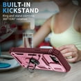 thumbnail image 5 of Compatible with iPhone 16e with Sliding Cover Lens Protection & Kickstand, Built-in 360° Rotate Ring Stand Magnetic Card Slot Hybrid Cover Case for iPhone 16e, Pink+Red, 5 of 9