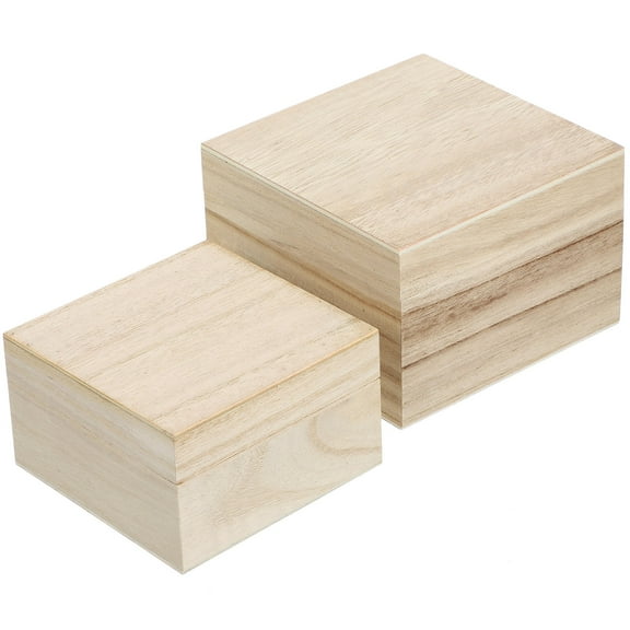 HOMEMAXS 2 Pcs Storage Shelves Case Wooden Box 12.00X12.00X8.00CM