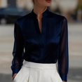 thumbnail image 2 of Satingcolo Women's Sheer Button Up Blouse Tops Dressy Business Casual Fall Mesh Long Sleeve Button Down Work Shirt Top, 2 of 6