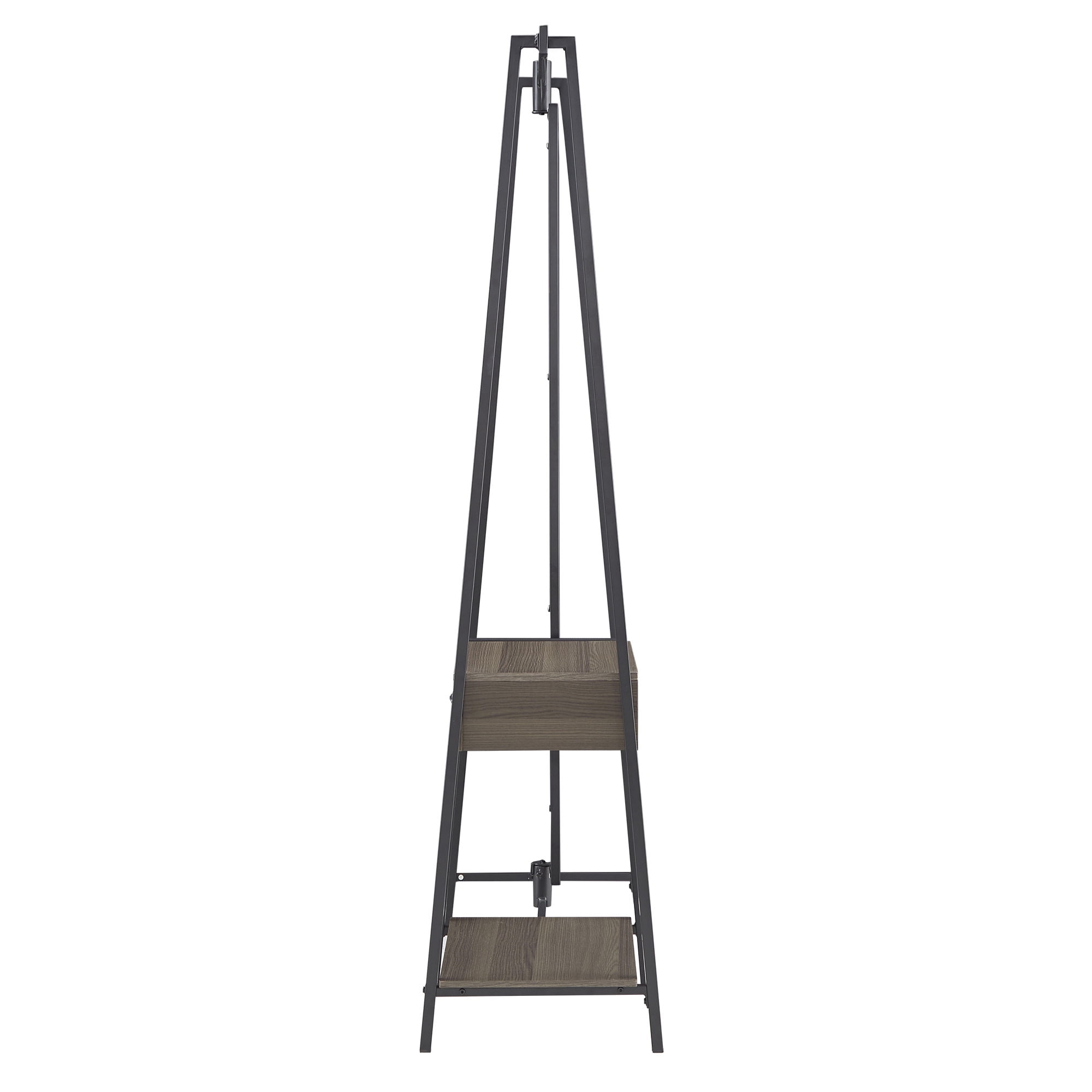 Weston Home Elle Matte Black Metal 1-Drawer and Shelf Hall Tree with Mirror