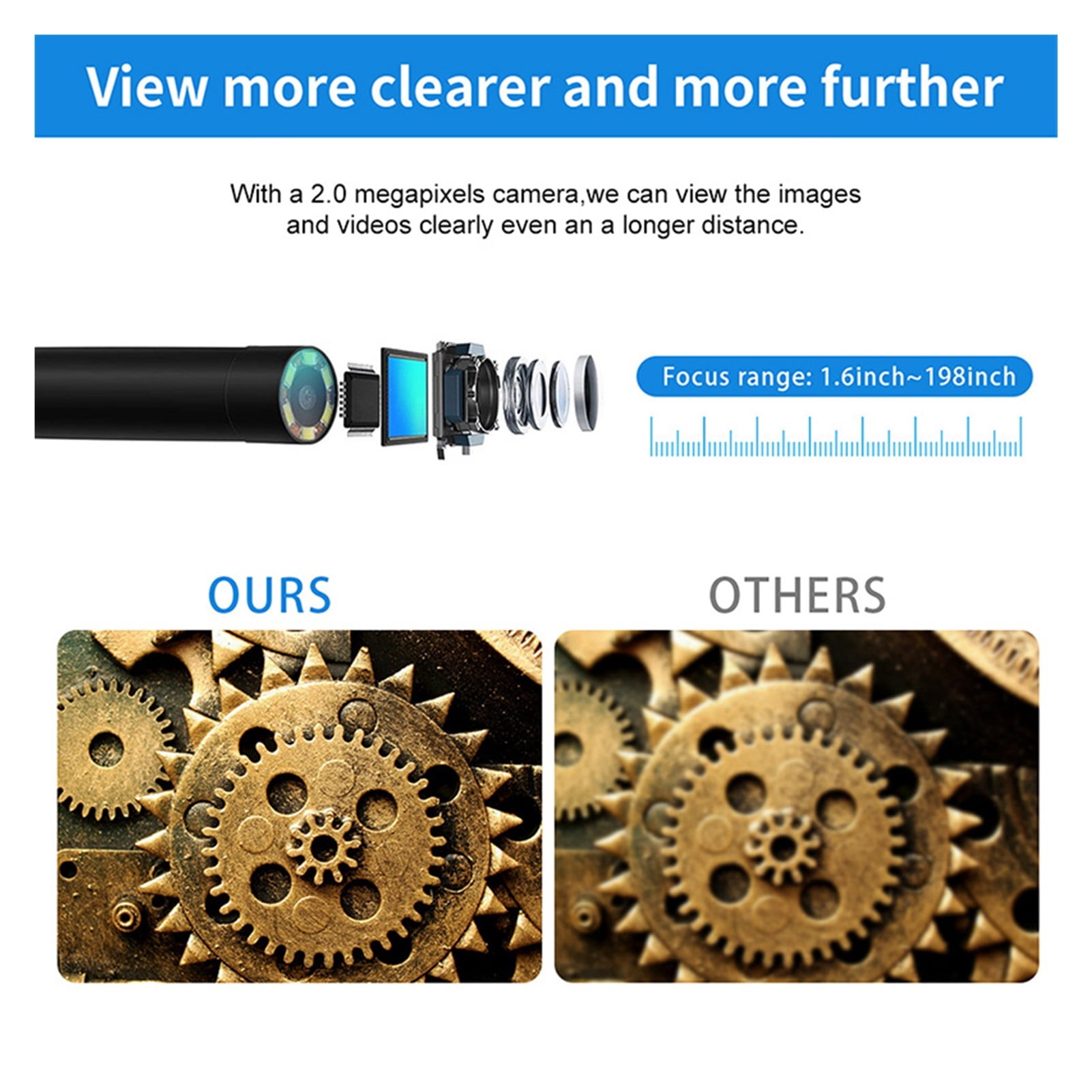 2.0 MP 1080P HD 5.5mm WiFi Borescope IP67 Waterproof Semi-rigid Cable Snake Camera With LED Lights , User-Friendly Borescopes
