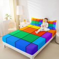 thumbnail image 4 of jejeloiu Rainbow Check Geometric Full Size Sheets,Minimalist Artwork Bed Sheets For Kids 4pcs, 4 of 7