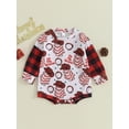 thumbnail image 2 of Wassery Baby Girls Sweatshirt Romper 3M 6M 12M 18M Infant Girl Christmas Outfits Plaid Print Patchwork Long Sleeve Bodysuits Newborn Cute Clothes, 2 of 8