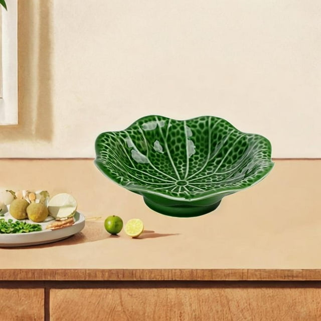 Frutero pequeño BLESIY plato de ensalada decorativo Verde oscuro