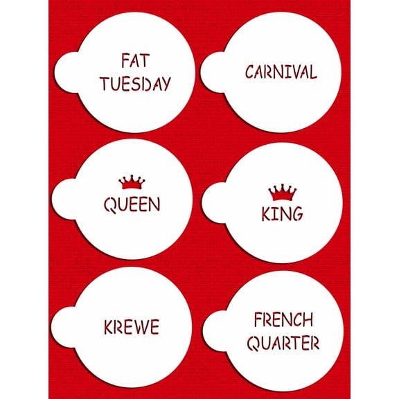 Designer Stencils C387 Mardi Gras Cookie Sayings Stencils, Beige/semi-transparent