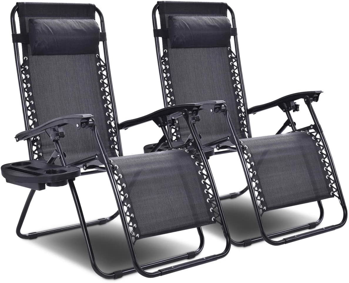 OupsTech 2 PCS Zero Gravity Chair Patio Chaise Lounge ...