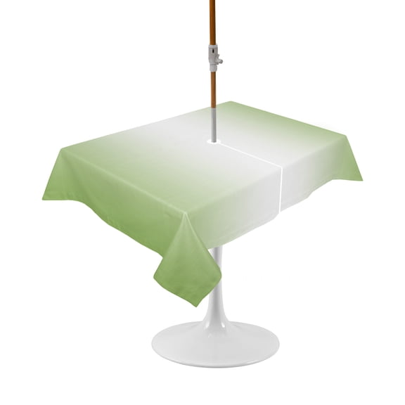 Outdoor Table Cloth with Umbrella Hole and Zipper, Dark Sea Green Ombre Waterproof Rectangle Tablecloth 60"x102", Modern Gradient Abstract Art Washable Table Cover for Outside Party Patio Picnic