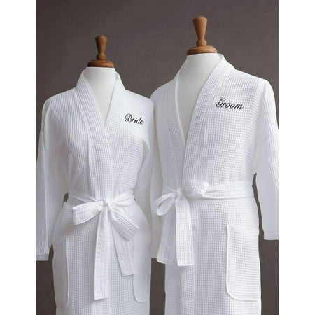 

Egyptian Cotton Waffle Robes with Couple s Embroidery - Perfect Wedding Gifts in Gift Packaging!