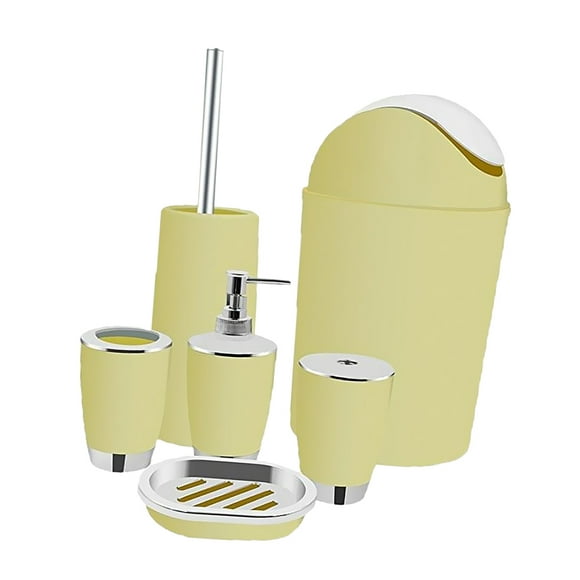 6PCS Solid Luxury Bathroom Accessories Set Bath Set Bath Storage(Soap Lignt yellow