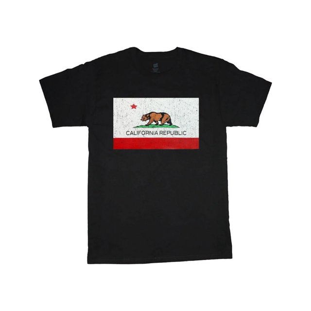 Camiseta clásica con la bandera de California para hombre, color negro