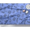 thumbnail image 2 of Soimoi Blue Rayon Crepe Fabric Explore The World Text Printed Fabric 1 Yard 46 Inch Wide, 2 of 3