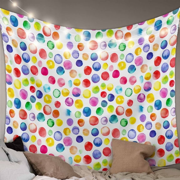 Colorful Polka Dot Large Tapestry for Bedroom Wall Hanging Tapestry, Watercolor Rainbow Polka Dots Ceiling Backdrop Tapestries Poster Blanket Wall Decor for Teens Room Living Room Dorm 86" x 104"