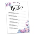thumbnail image 2 of Inkdotpot 50-PackFloralWho Know The Bride Best How Well Do You Know The Bride Bridal Shower Bachelorette PartyGameActivityCards, 2 of 7