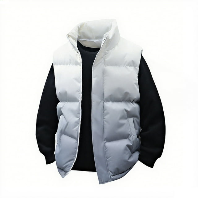 Veste Sans Manches Décontractée pour Homme à Col Montant avec Poches pour l'Hiver et l'Automne
