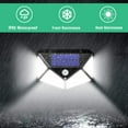 thumbnail image 4 of Luz solar para exteriores 【Versión potente paquete de 4】 100 LED 2200 mAh Iluminación exterior impermeable Luz solar de 270 ° Sensor de movimiento de 180 ° Foco solar Luz de pared solar para jardín JAMW Sencillez, 4 of 5