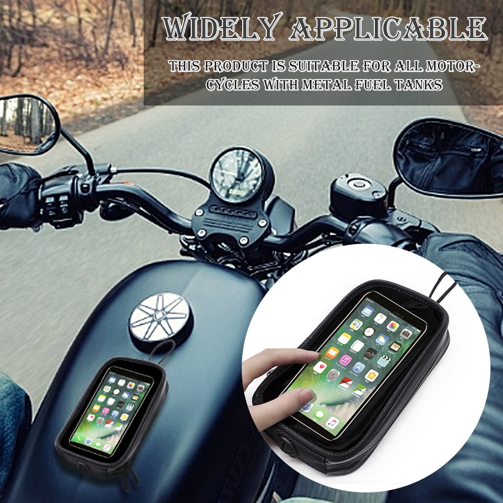 qiuxiaoaa Universal Black Motorcycle Bags Magnetic Gas Tank Clear For Cell Phone Case For Motorcycle Holder Mount Motorcycle Navigation Bag Black 