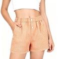 thumbnail image 2 of Fengactive Girls Gingham Loungewear Shorts Elastic Waist Button Detail Straight Leg with Convenient Side Pockets for 5-14T, 2 of 6
