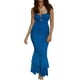 thumbnail image 1 of Lucakuins Vestido ajustado sin mangas para mujer, dobladillo de cola de pez, cuello en V, vestido de fiesta fruncido para cóctel, playa, club, ropa de calle Lucakuins  moda, 1 of 8