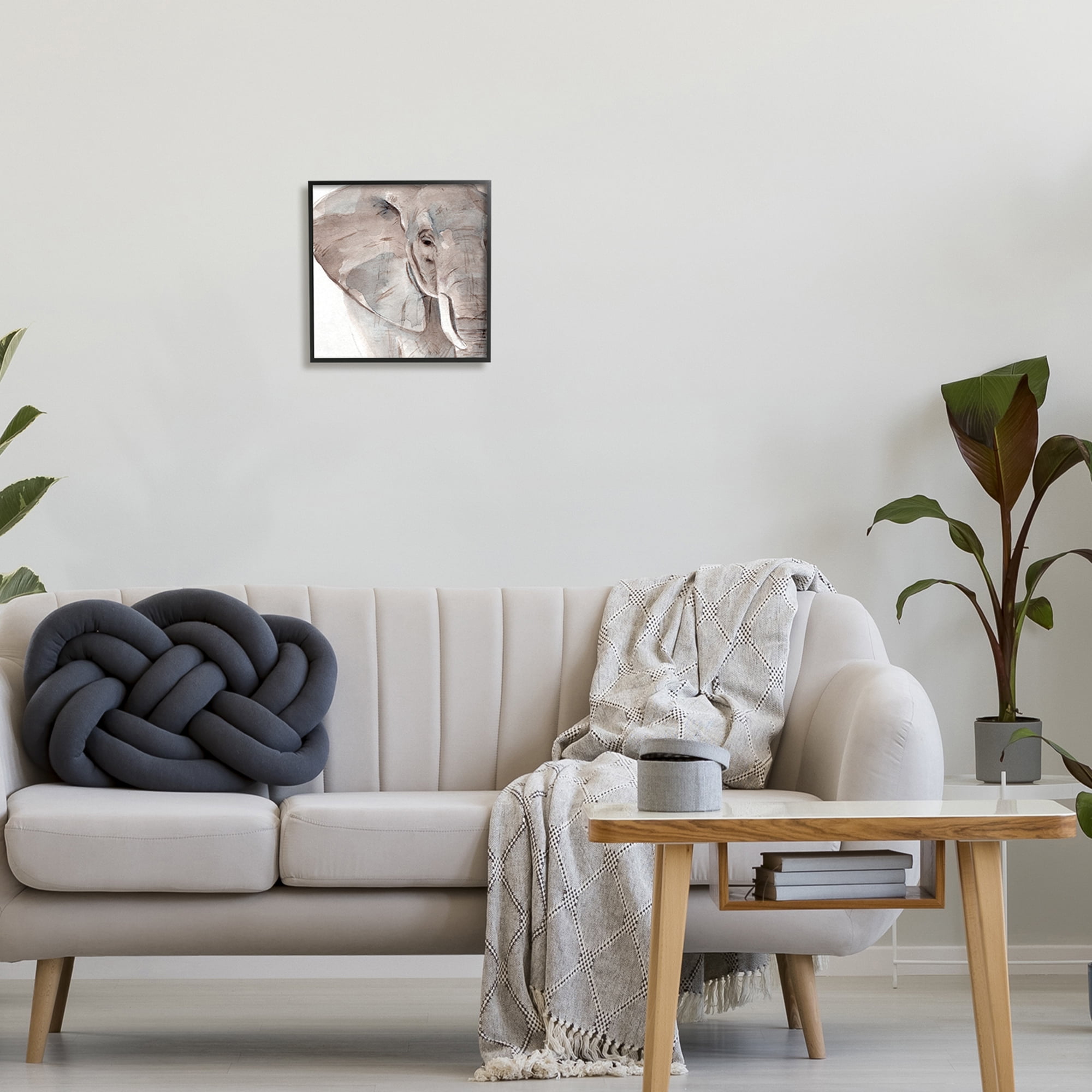 Stupell Industries Elephant Ear Animal Portrait Small Husks Grey Wrinkles, 12 x 12, Design by Annie WarrenÂ&nbsp;