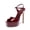BURGUNDY, variant on Women’s High Platform Heels 5.75'' Stilettos Open Square Toe Heeled Sandals Ankle Strap Sexy Comfort Dress Shoes Wedding Bridal Pumps