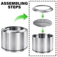 thumbnail image 2 of 28 inch Smokeless FirePit City Bonfire Fire pit - Stainless Steel Stove with 360Â° Airflow - Easy to Use & Clean, for Camping, RVs, Grilling, and Backyard Parties - Ideal for 4-6 People, Silver, 2 of 10