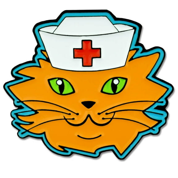 PinMart's Cat with Nurse's Cap Nursing Medical Enamel Lapel Pin