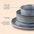 thumbnail image 4 of Onader 8-Piece Stoneware Dinnerware Set, Striped Reactive Glaze Plates and Bowls Sets for Restaurant, Gray Blue, 4 of 9