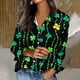 thumbnail image 1 of TaTaai Ladies St. Patrick's Day Print Satin Long Sleeve Button Up Shirt Fashion Lapel Casual Loose Blouse Satin Top for Daily Party Office Vacation Spring Winter Wear Gift, 1 of 5