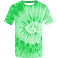 thumbnail image 2 of Prolriy Hauts d'Été pour Femmes 2025 T-Shirt à Manches Courtes Col Rond Imprimé Teinture sur Nœuds Vert TG, 2 of 4