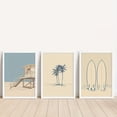 thumbnail image 3 of Set of 3 Vintage Coastal Wall Art Prints - Frameless Minimalist Palm Tree & Surfboard Canvas Posters for Bedroom and Living Room Decor - Beach House Surf Illustration Artwork for Home Decoration, 3 of 4