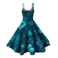 thumbnail image 4 of LWavelet 2026 Valentine's Wrap Cutout Heart Dress, Women's Romantic Rose Print Sleeveless Flowy Trendy Sundresses Turquoise 2XL, 4 of 4