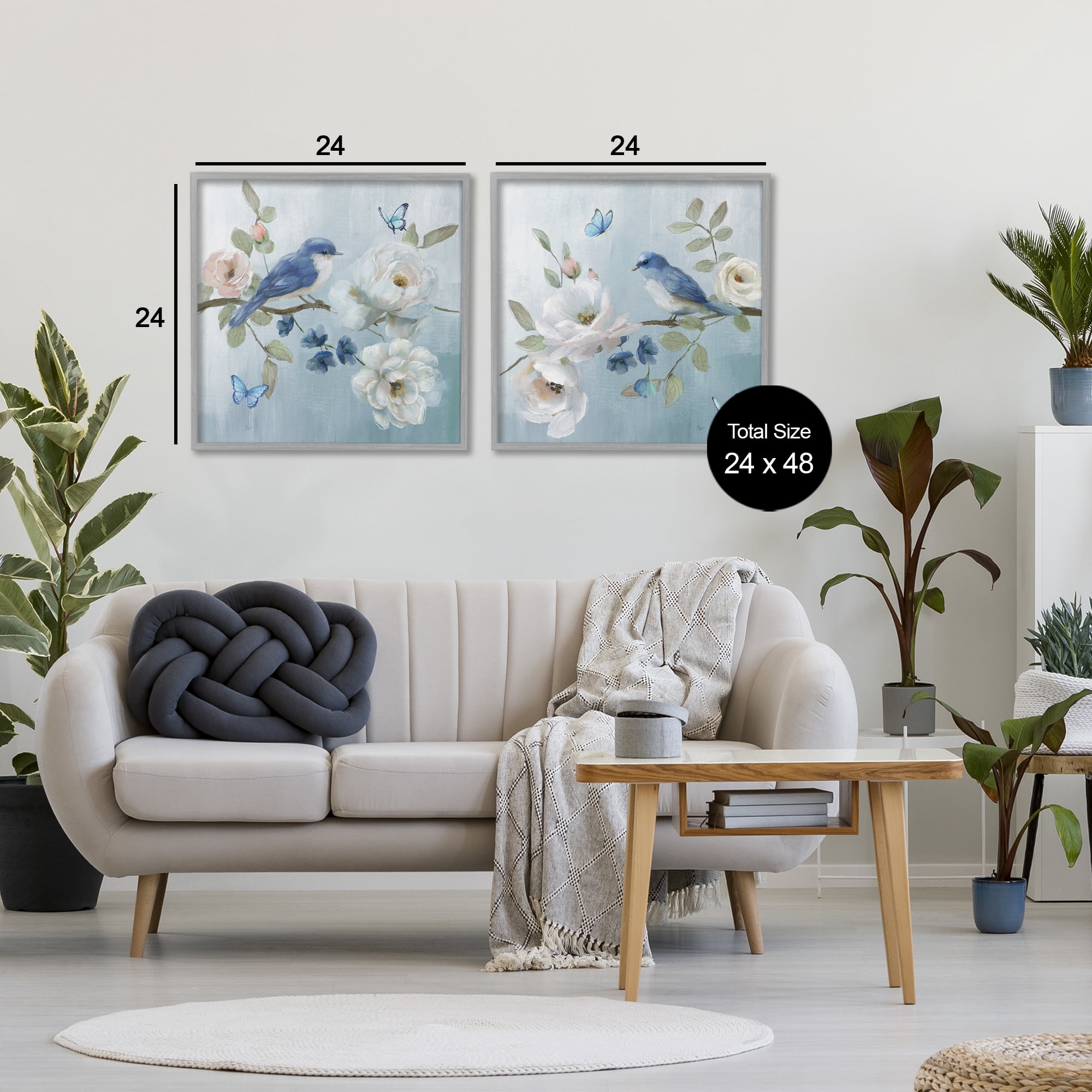 Stupell Industries Nature's Tranquility Florals 2 Piece Gray Framed Giclee Art Set, design by Nan