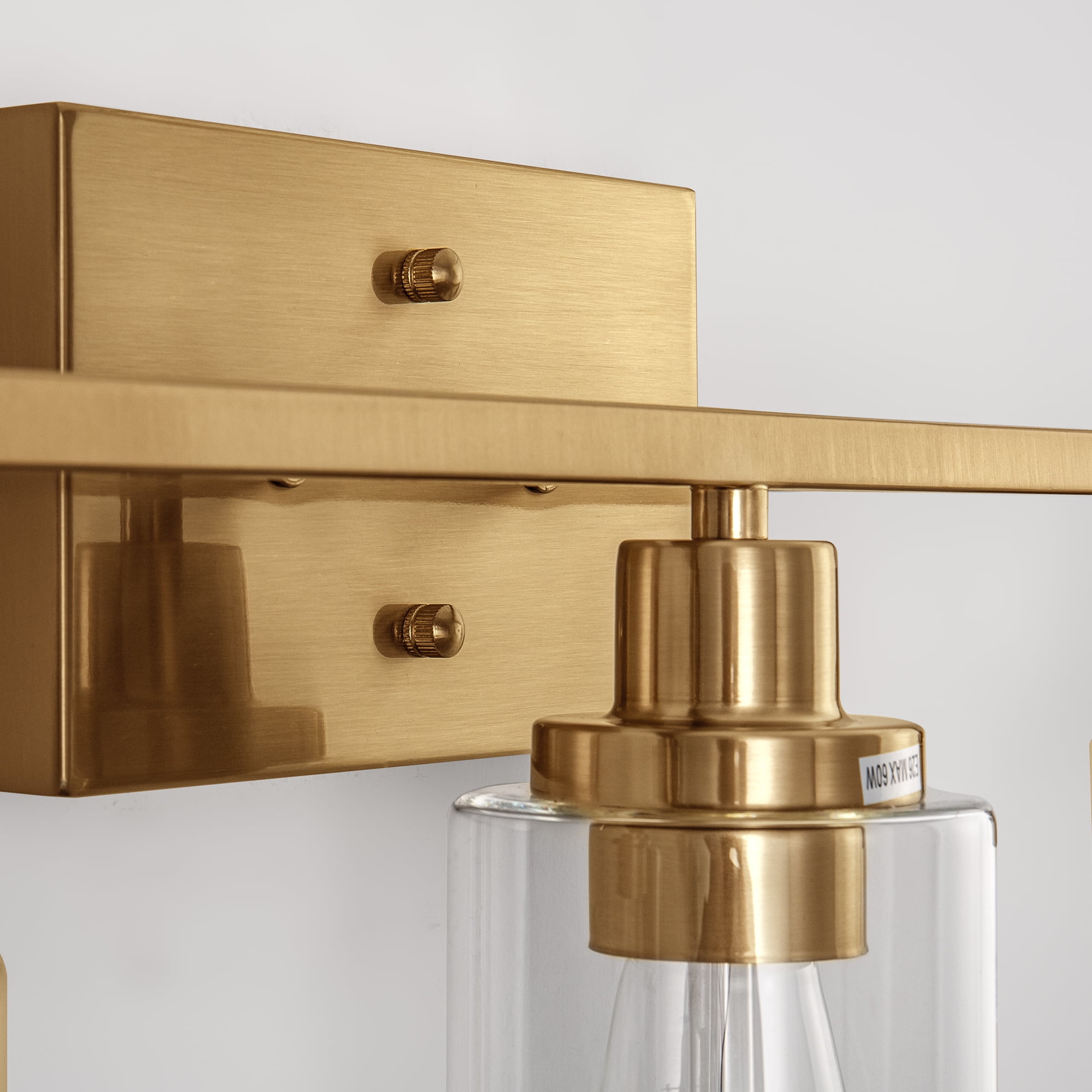 Briignite 3 Light Bathroom Light Fixture in Brushed Brass – Modern Farmhouse Vanity Light with Glass Shades for Bathroom, Bedroom, Living Room