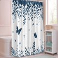thumbnail image 5 of Shower Curtain Butterfly Leaf Shower Curtains for Bathroom Decor, Waterproof Polyester Shower Curtain Set with Hooks, Small Stall Size 36" x 72" Blue Plant Silhouette, 5 of 9