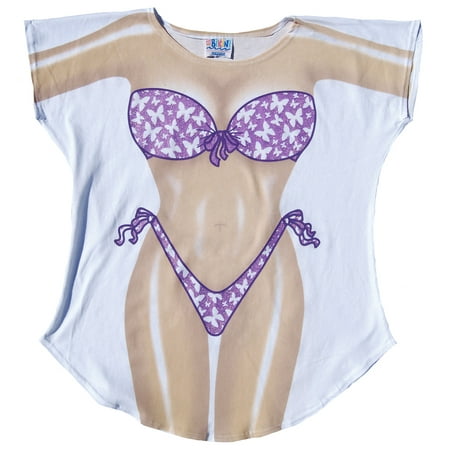 - Butterfly Cover-up Beach T-Shirt Tee Sexy Bikini Swimwear Pajama