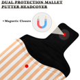 thumbnail image 3 of Haosy Light Orange and White Striped Golf Mallet Putter Cover Strong Magnetic Leather Golf Club Headcover Closure, 3 of 7