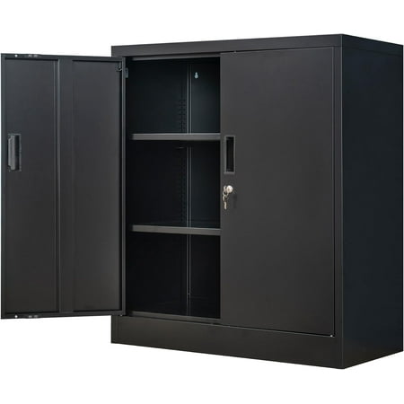 

Metal Storage Cabinet with Lock 36 Garage Storage Cabinets with 2 Lockable Doors and 2 Adjustable Shelves Tall File Cabinet Tool Cabinet for Office Home Garage Gym School (Black)