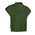 thumbnail image 6 of UJNDER Autumn Winter Solid Color Wool Sweater for Women Temperament High Neck Sleeveless Pullover Green M, 6 of 9