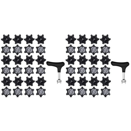 

50Pcs Easy to Change Studs Universal Anti Skid Golf Shoes with Golf Spike Wrench Two Pin Shoes Remover Replacement