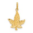 thumbnail image 1 of 14k Yellow Gold Diamond-Cut Solid Casted Textured Back Polished Finish Leaf Charm Pendant, 1 of 4