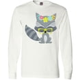 thumbnail image 3 of Inktastic Hipster Raccoon, Raccoon With Glasses, Flowers Long Sleeve T-Shirt, 3 of 5